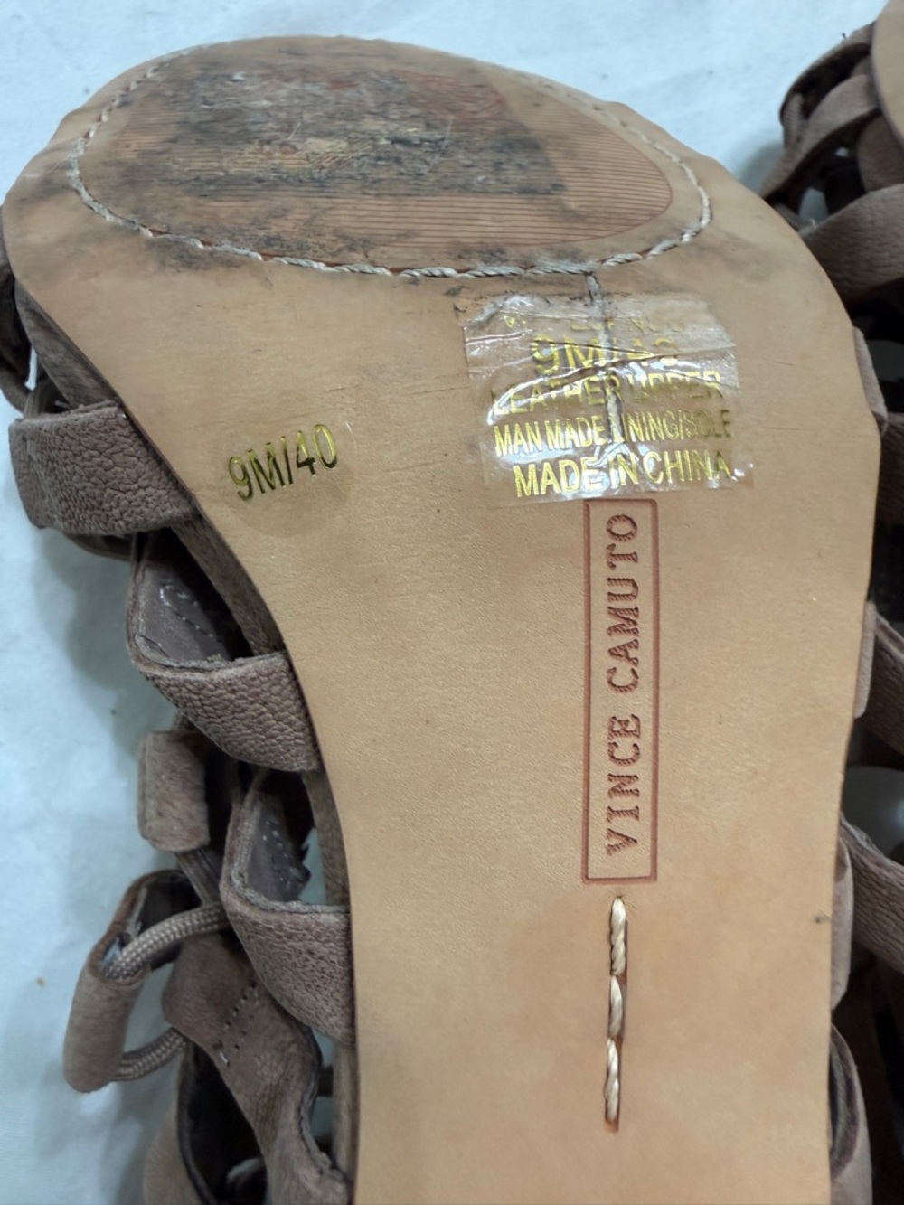 Vince Camuto Gladiator Heels Brown Leather Lace Up Sandals Women’s Size 9 - Picture 5 of 6